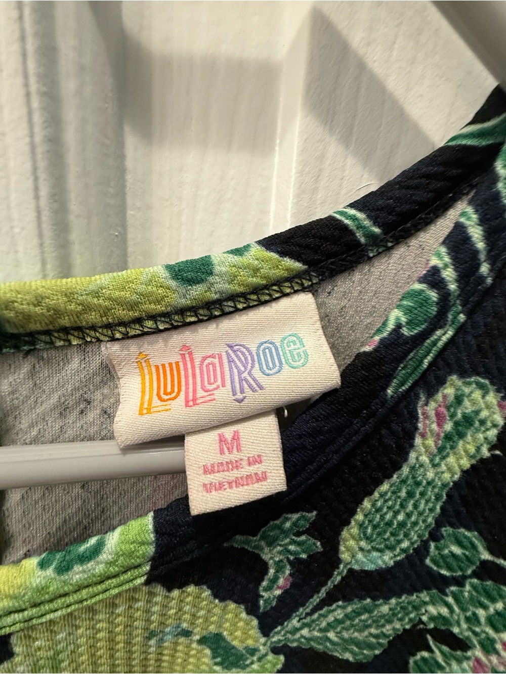 LuLaRoe Navy Dress with Lime and Emerald Floral Print - Picture 3 of 4